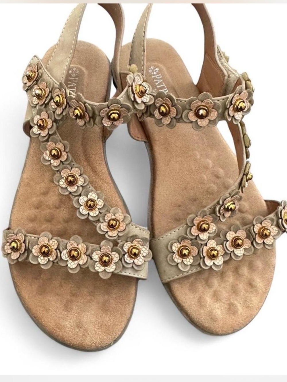 Patricia by‎ Spring Step Floral Embellished Beige Women's Sandals